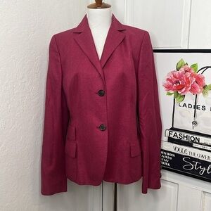 Akris Silk & Cashmere Pink Blazer w/Brown Stitching and Elbow Patches Si…